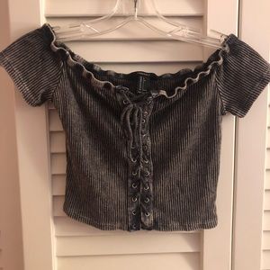 FOREVER 21 Lace Up Crop Top